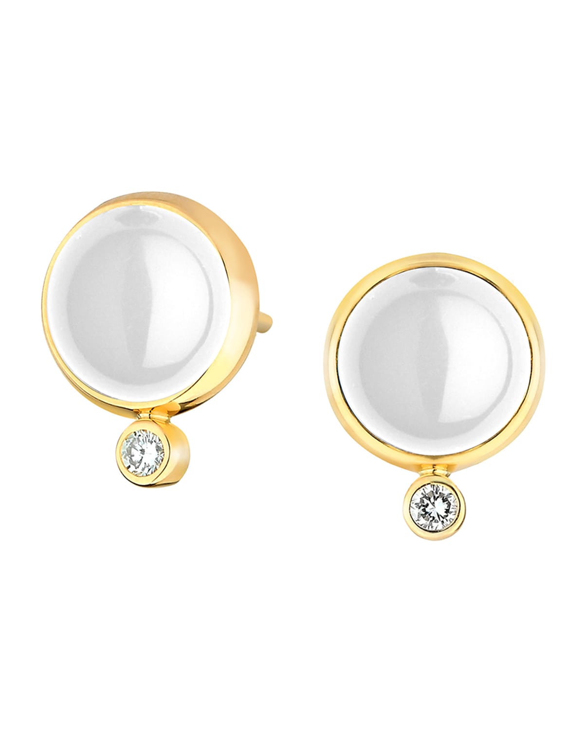 18K Gemstone Stud Earrings with Diamonds