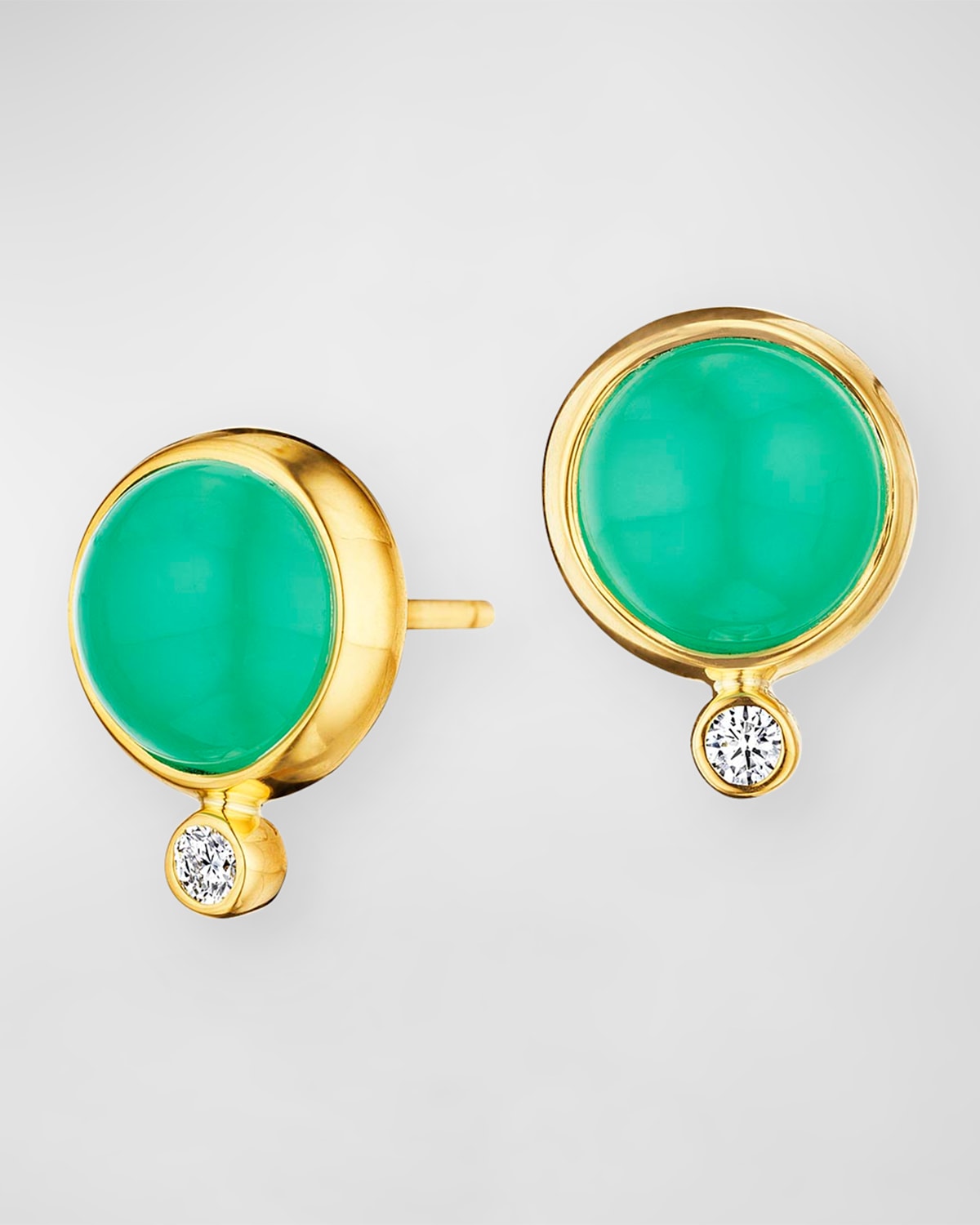 18K Gemstone Stud Earrings with Diamonds