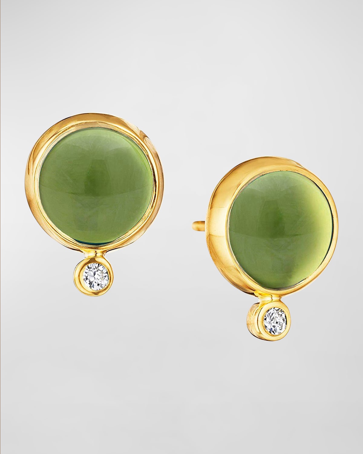 18K Gemstone Stud Earrings with Diamonds