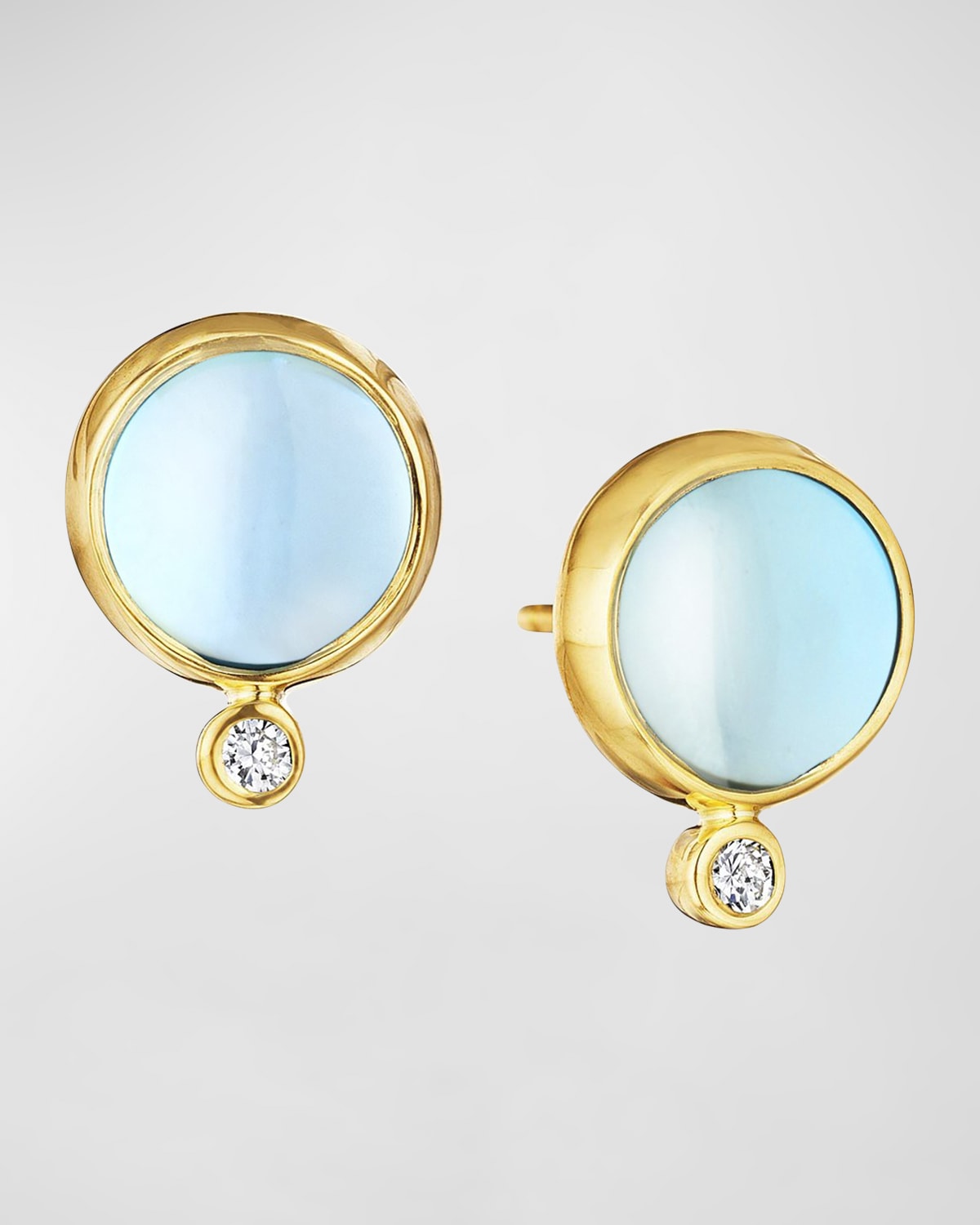 18K Gemstone Stud Earrings with Diamonds