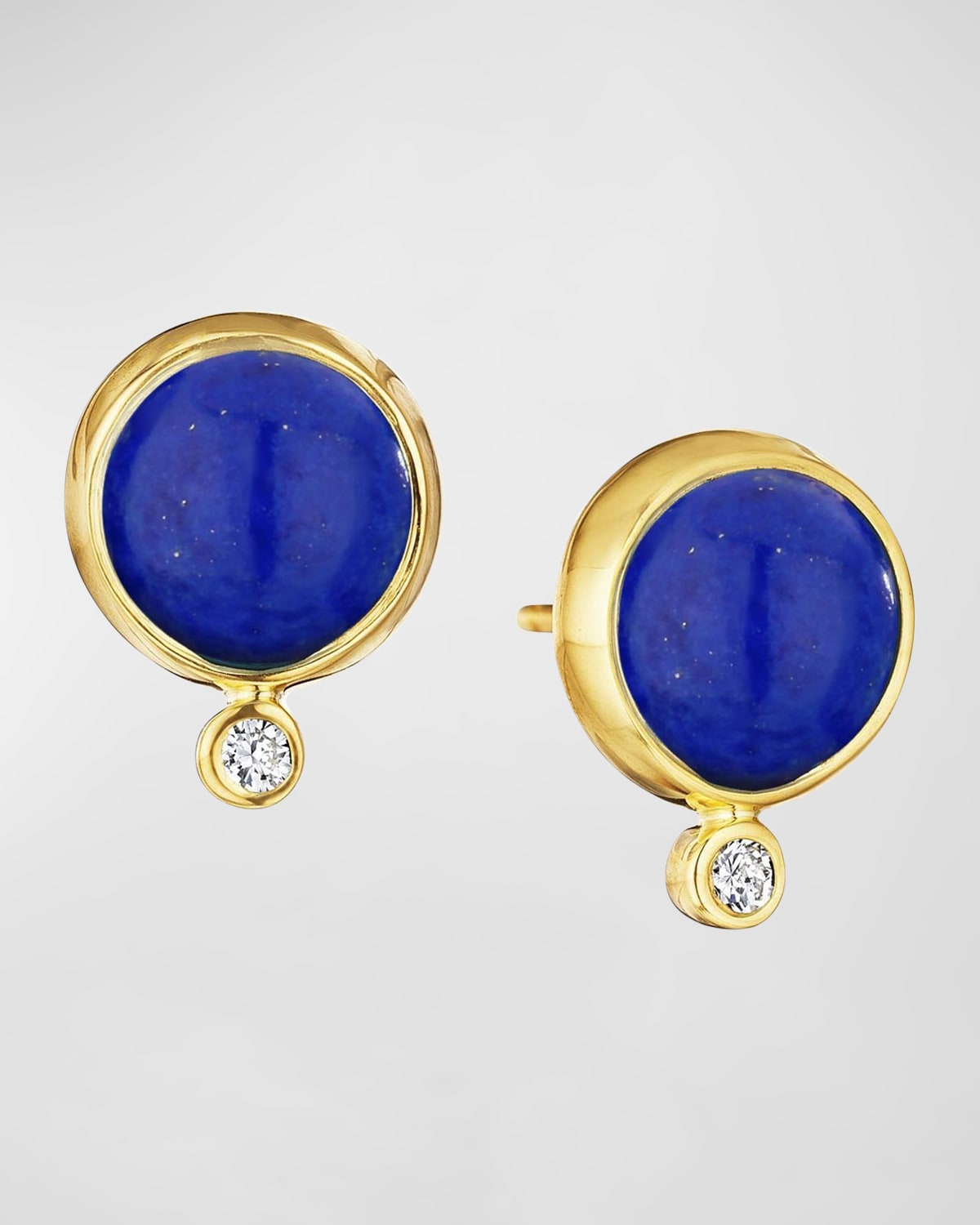 18K Gemstone Stud Earrings with Diamonds