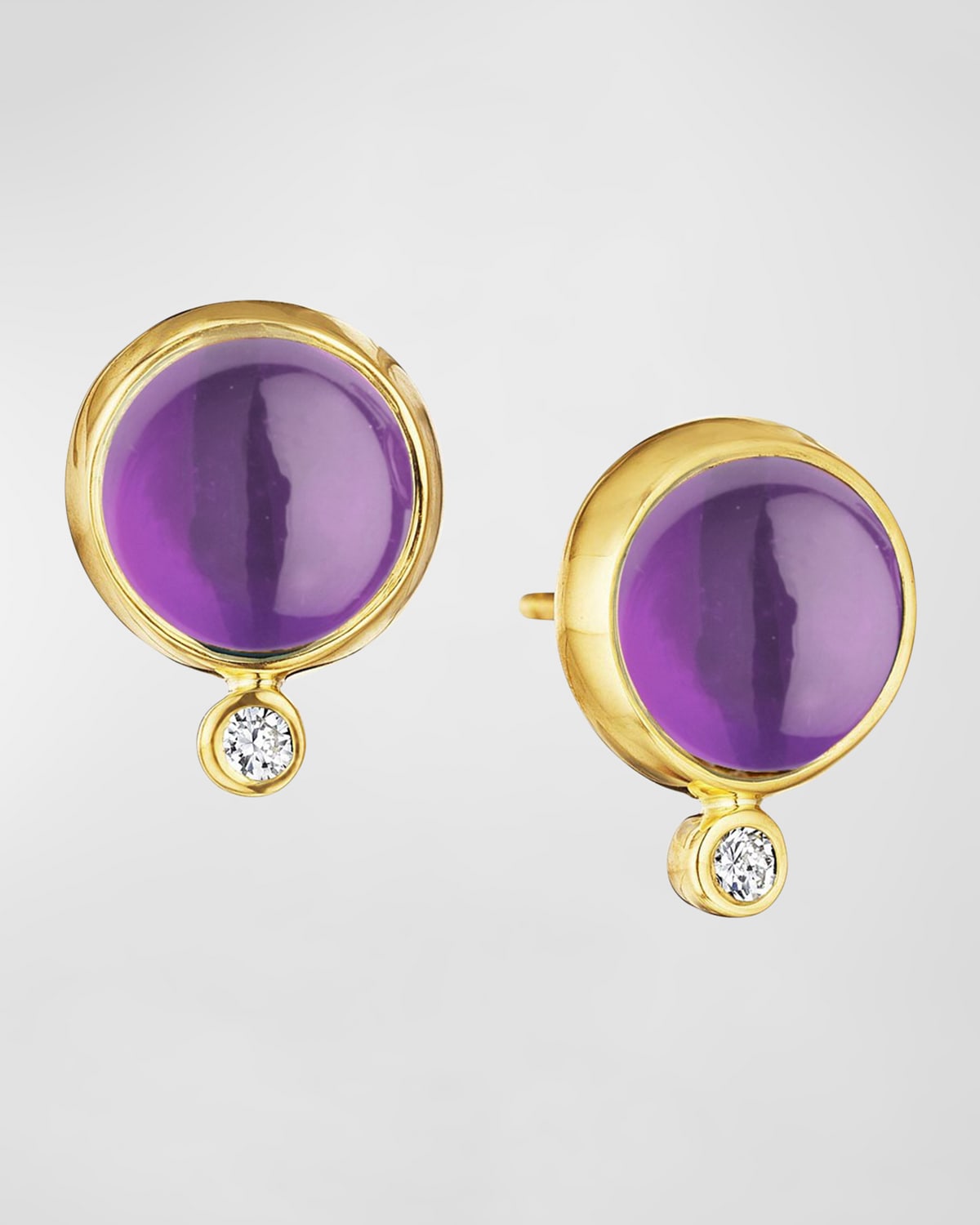 18K Gemstone Stud Earrings with Diamonds