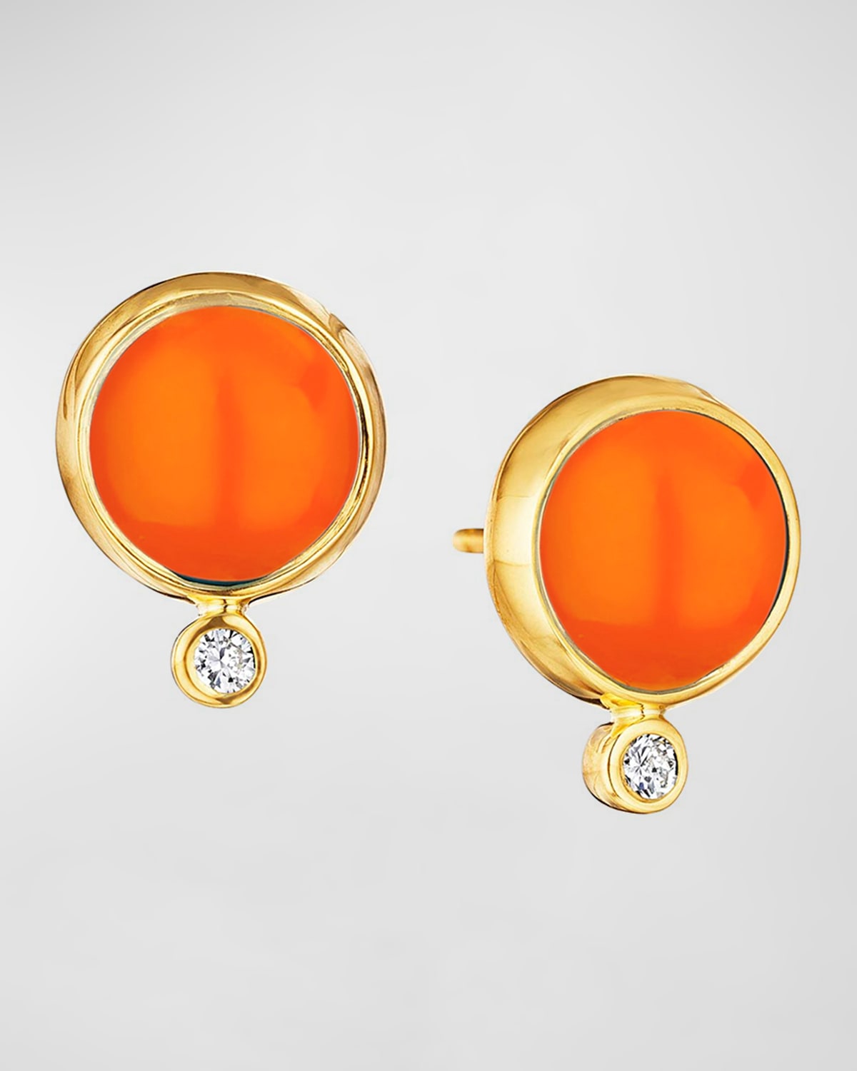 18K Gemstone Stud Earrings with Diamonds