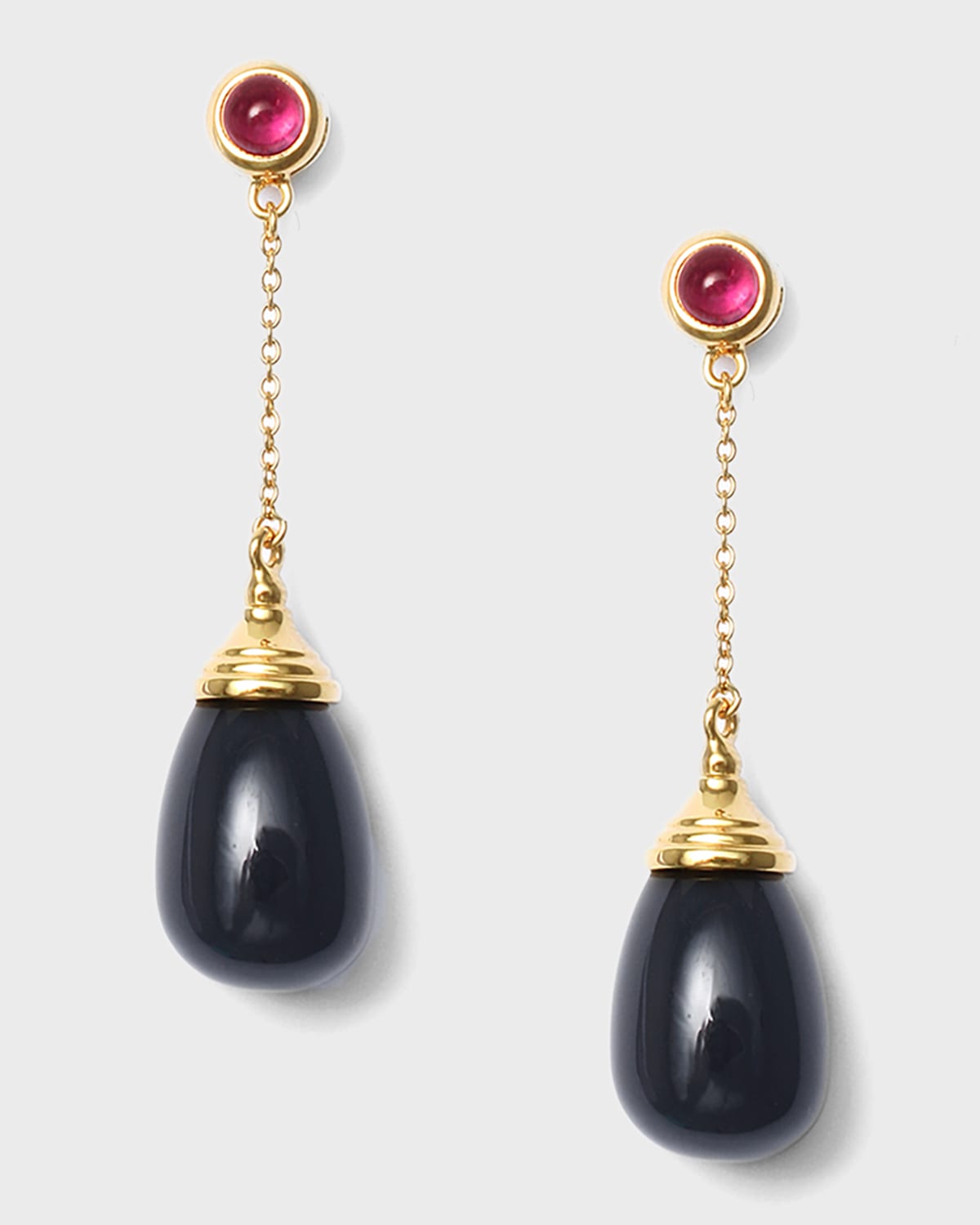 18K Stone Drop Chain Earrings