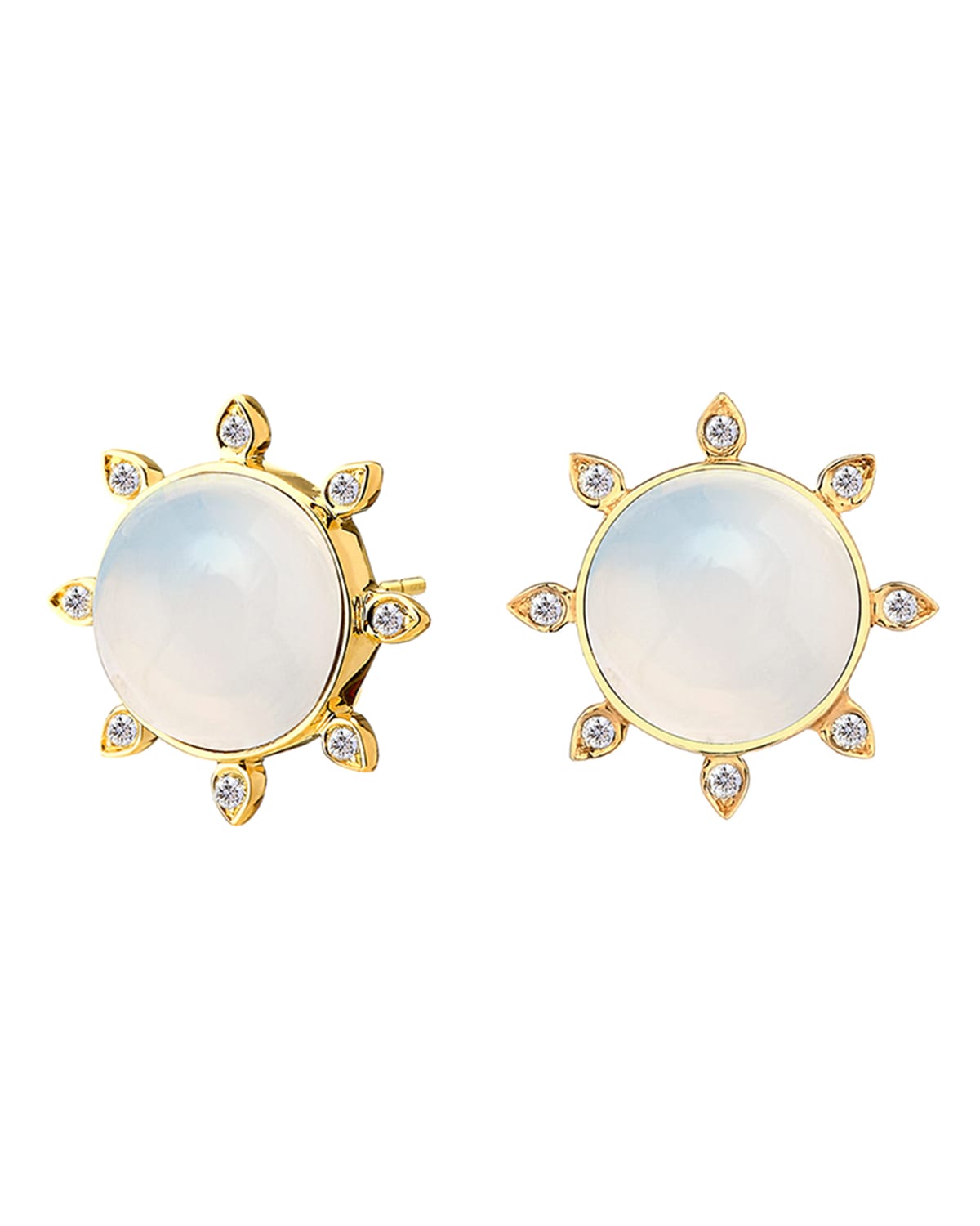 18K Mogul Stud Earrings with Gemstone and Diamonds