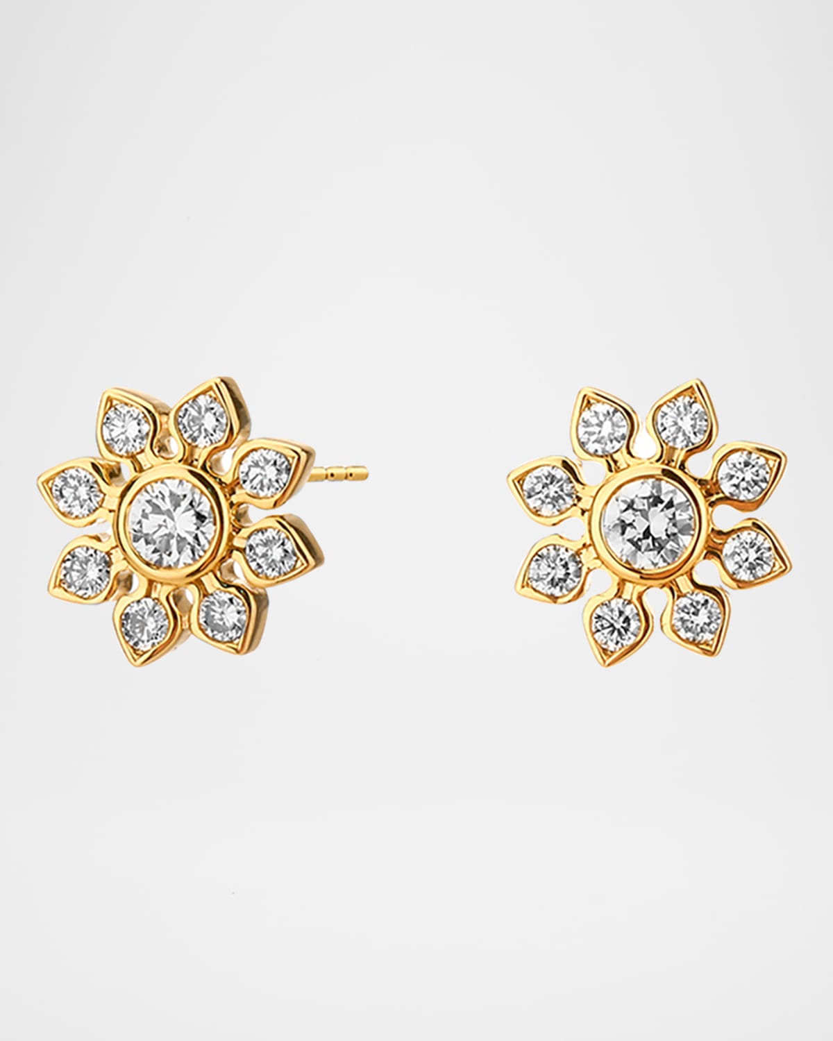 18K Mogul Flower Stud Earrings with Diamonds