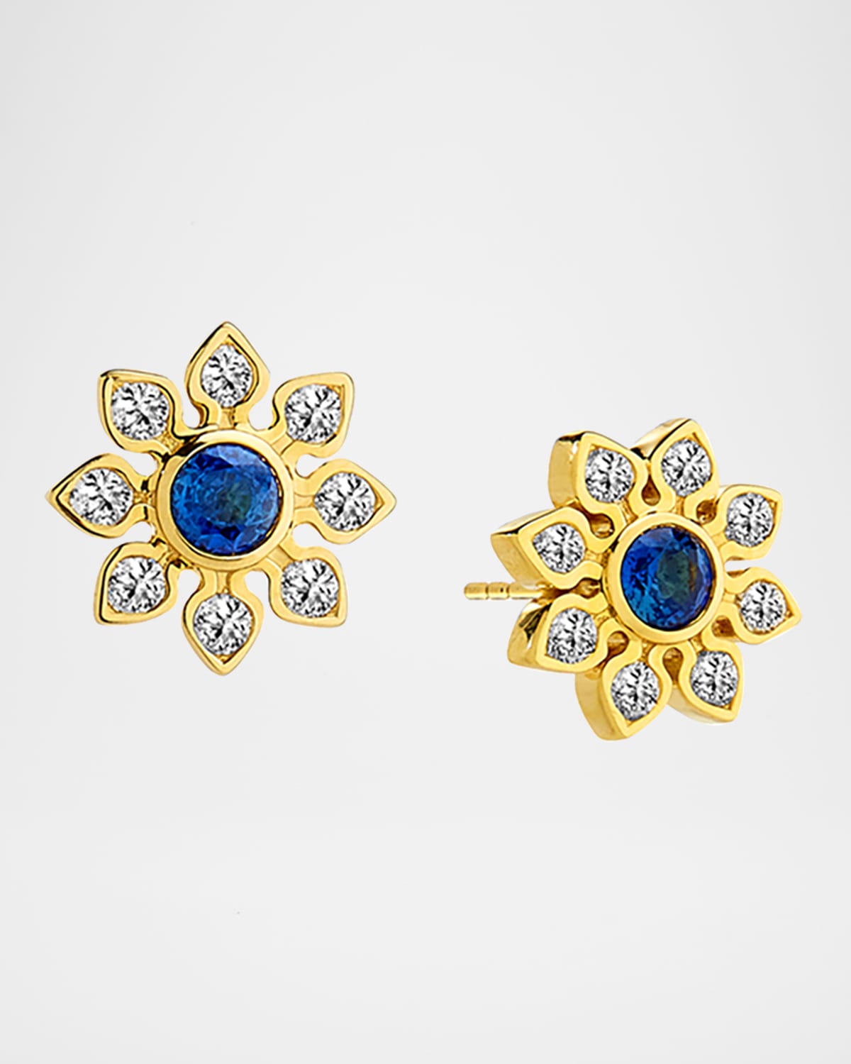 18K Mogul Flower Stud Earrings with Diamonds