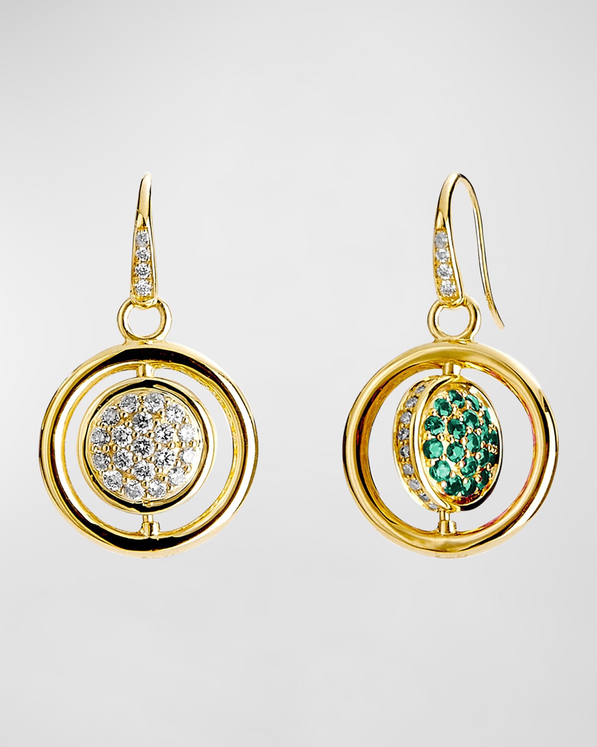 18K Yellow Gold Reversible Diamond Drop Earrings