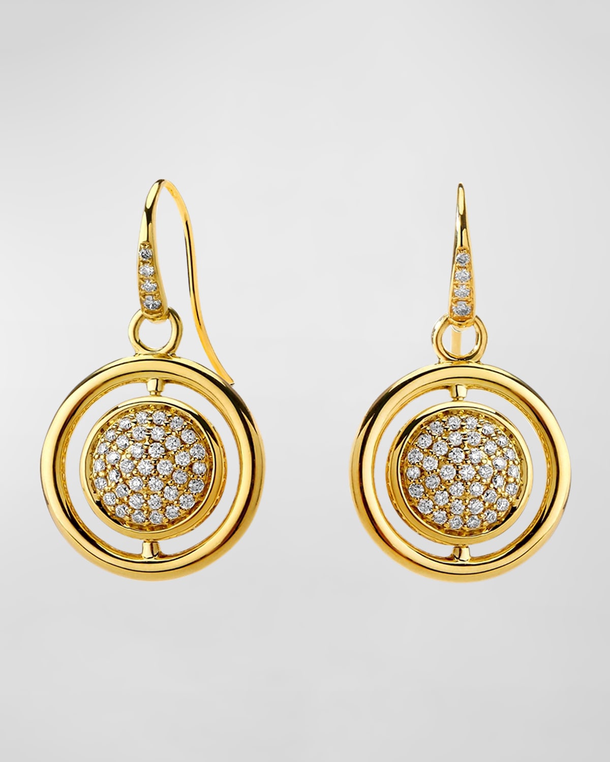 18K Yellow Gold Reversible Diamond Drop Earrings