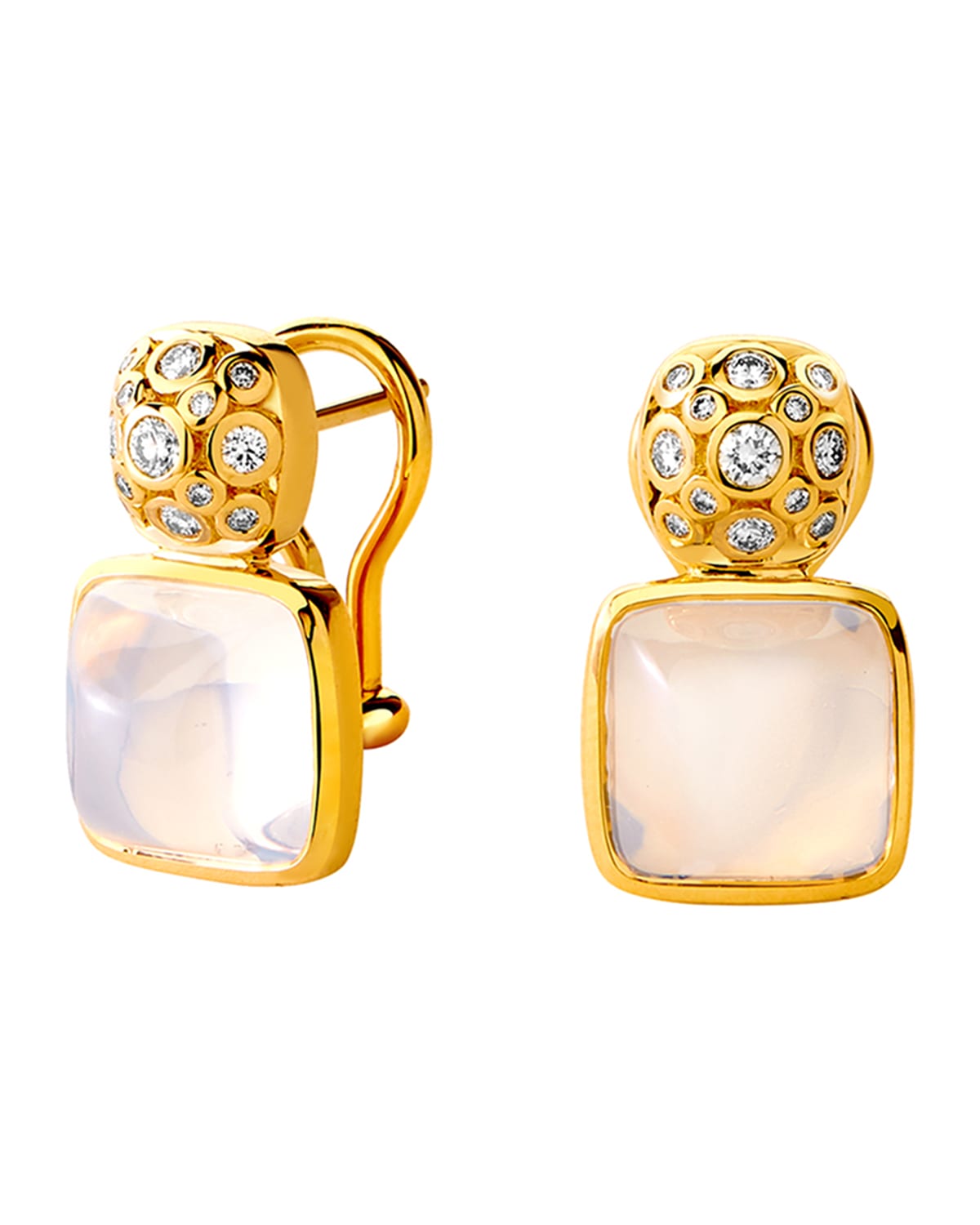 18K Sugarloaf Earrings with Gemstones