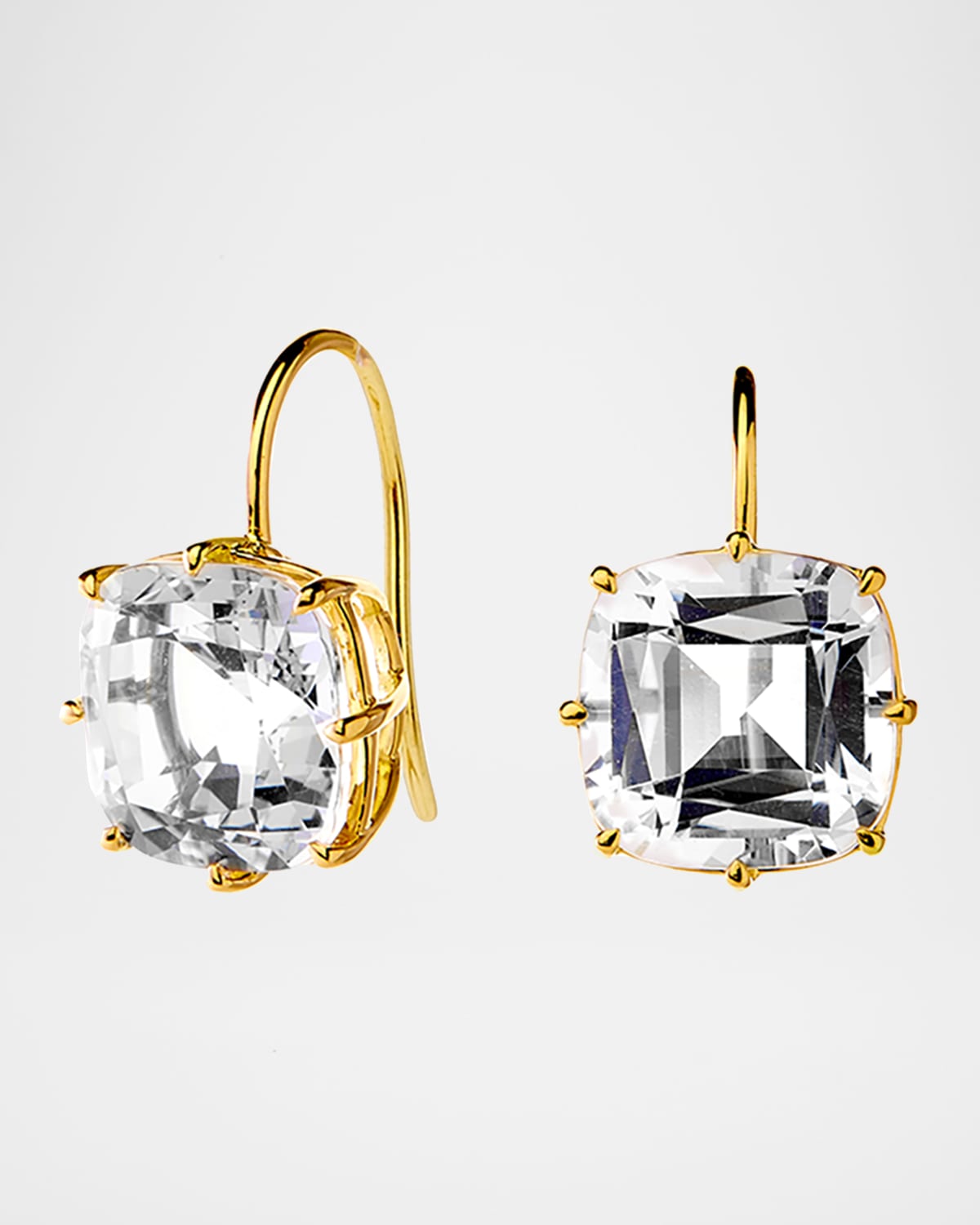 18K Gold Cushion Drop Earrings