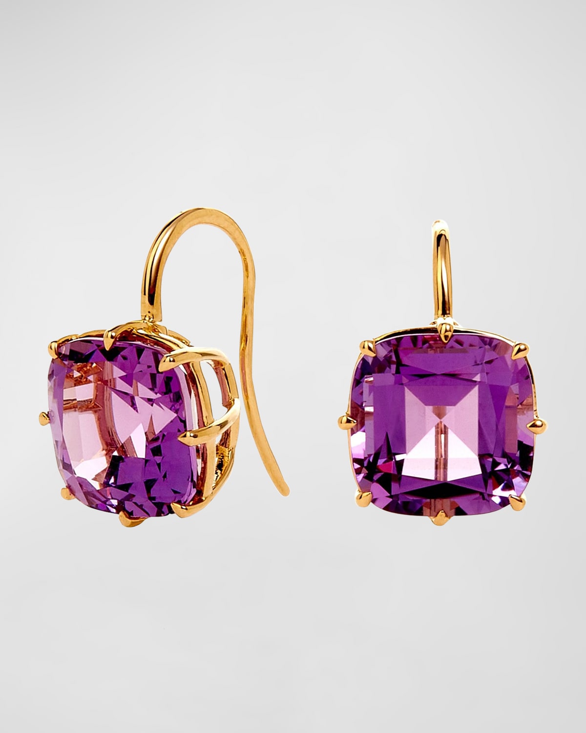 18K Gold Cushion Drop Earrings