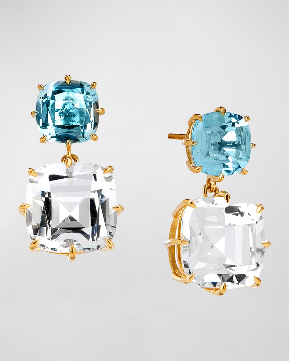 18K Yellow Gold Mogul Gemstone Drop Earrings
