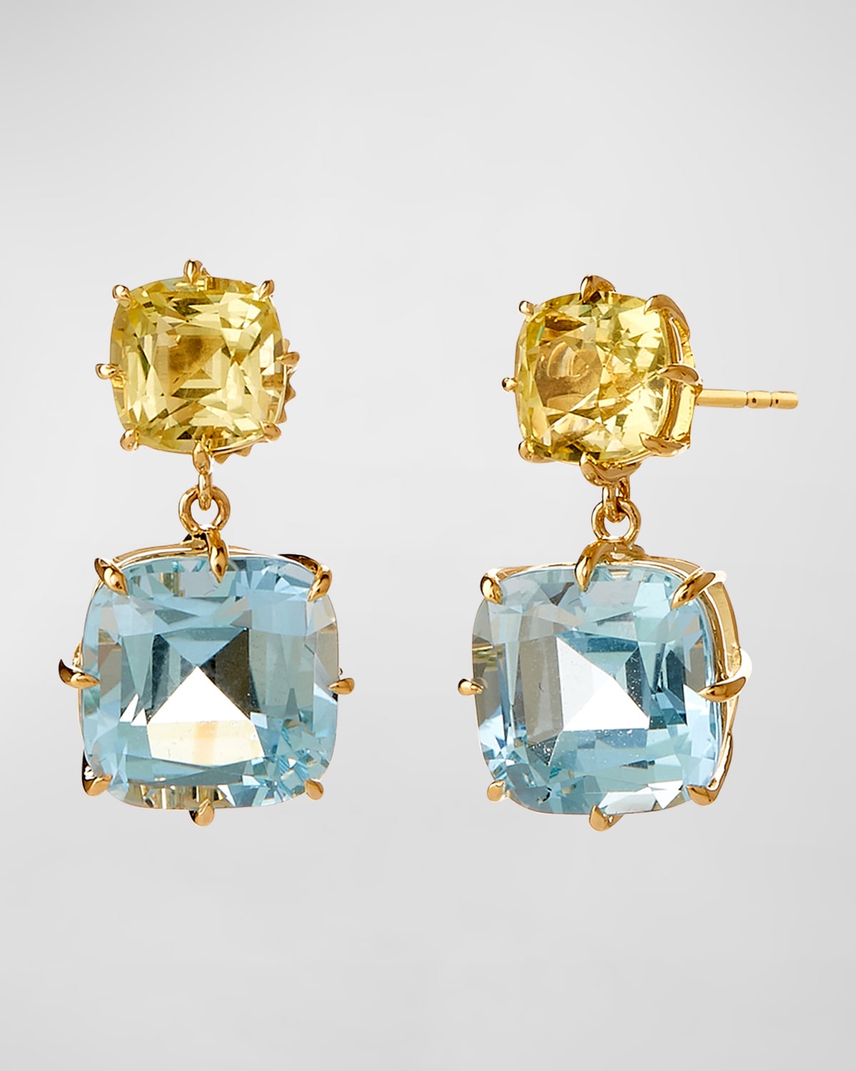 18K Yellow Gold Mogul Gemstone Drop Earrings
