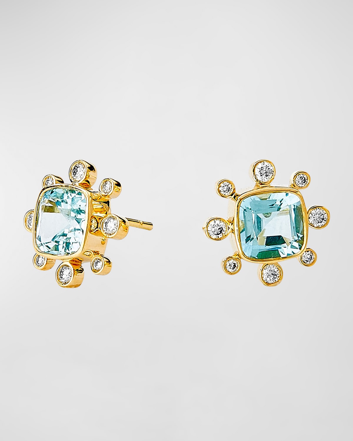 18K Yellow Gold Cosimc Earrings with stone and Diamonds