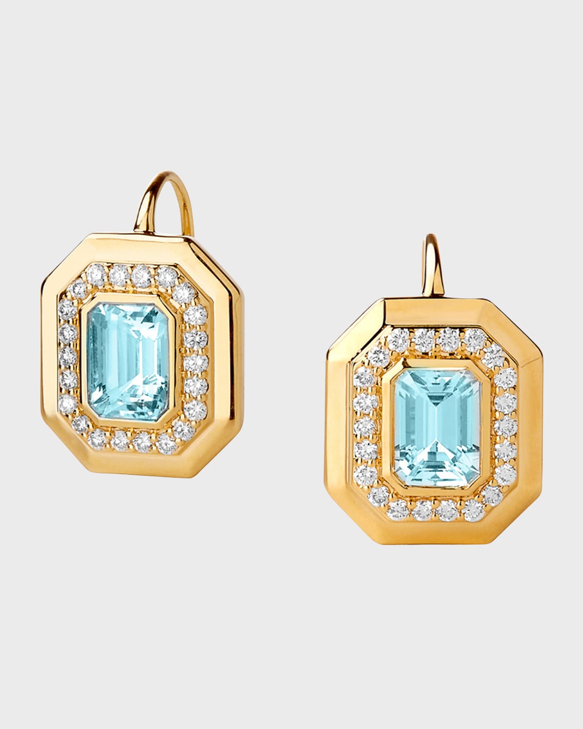 18K Yellow Gold Geometrix Earrings with Gemstones and Diamonds