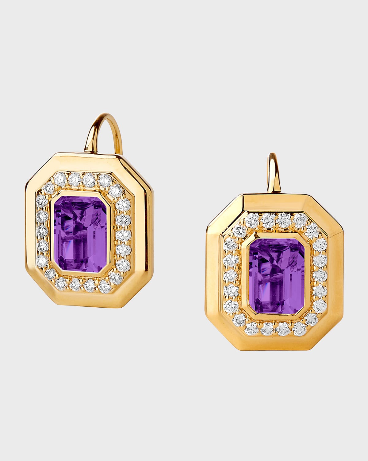 18K Yellow Gold Geometrix Earrings with Gemstones and Diamonds