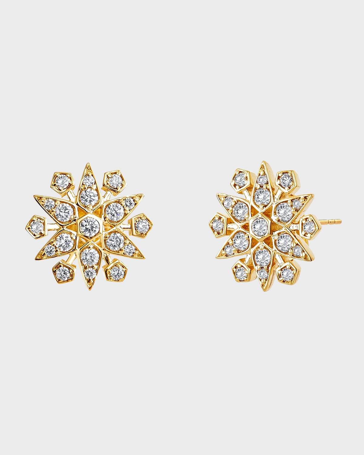 18K Yellow Gold Cosmic Starburst Earrings with Gemstones and Diamonds
