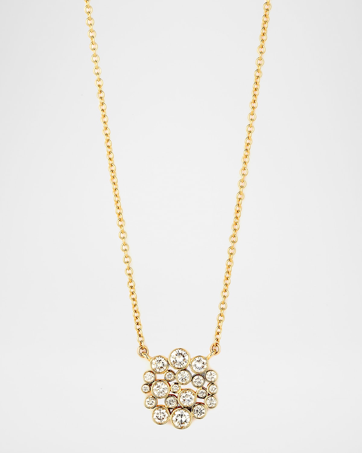 18k Yellow Gold Diamond Cluster Necklace
