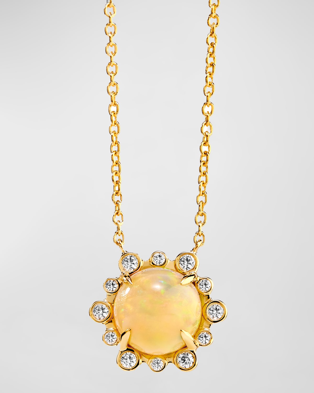 18K Gemstone and Champagne Diamond Pendant Necklace