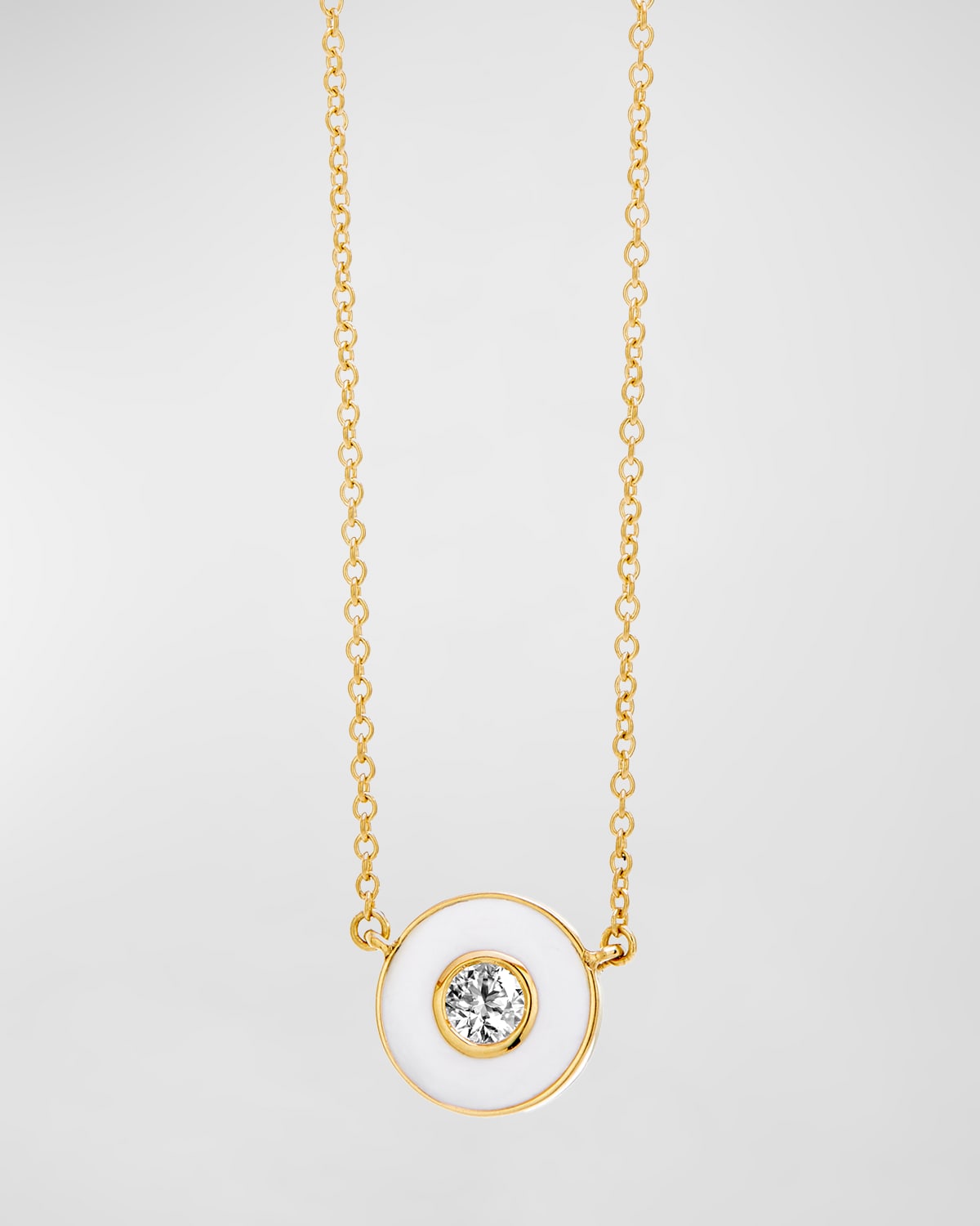 18K Yellow Gold Diamond Pendant Necklace with Enamel