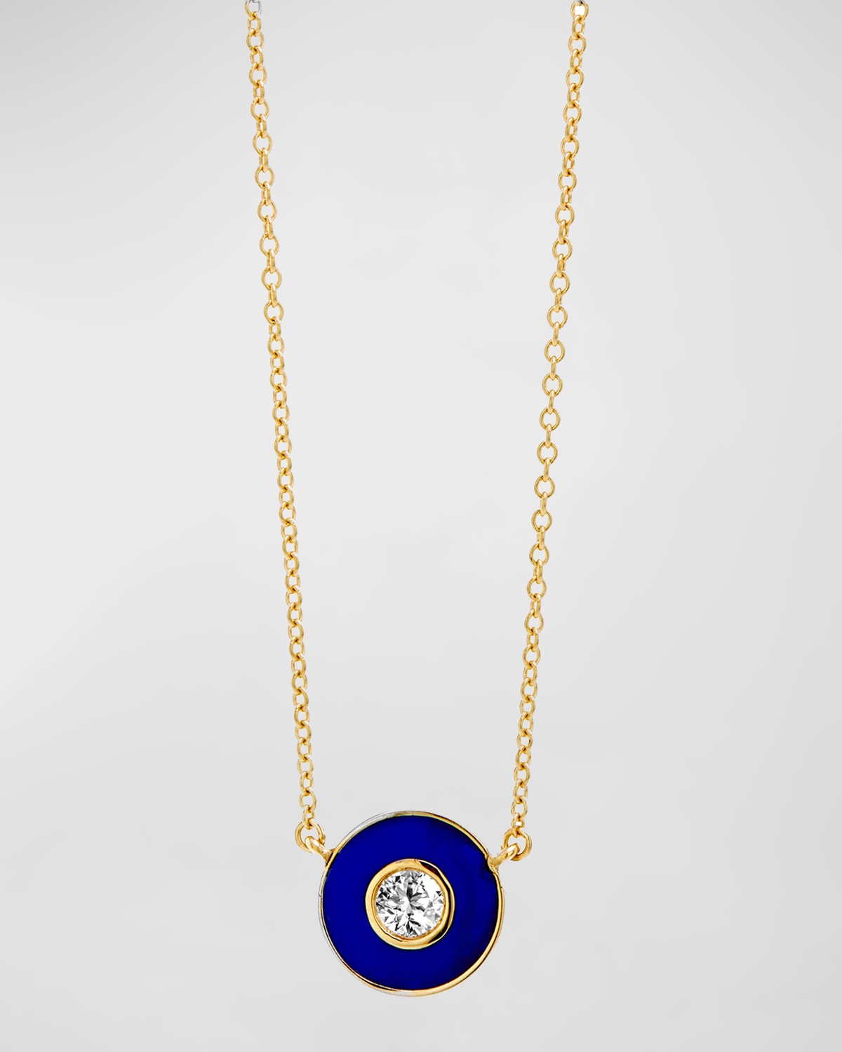 18K Yellow Gold Diamond Pendant Necklace with Enamel
