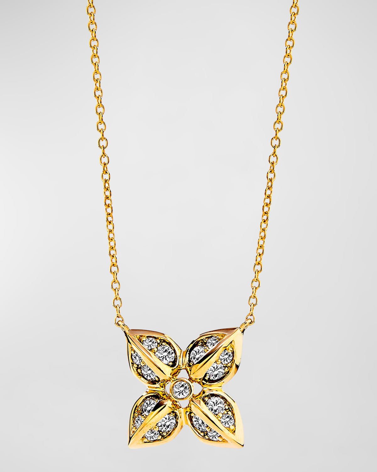 18K Yellow Gold Jardin Flower Necklace with Diamonds