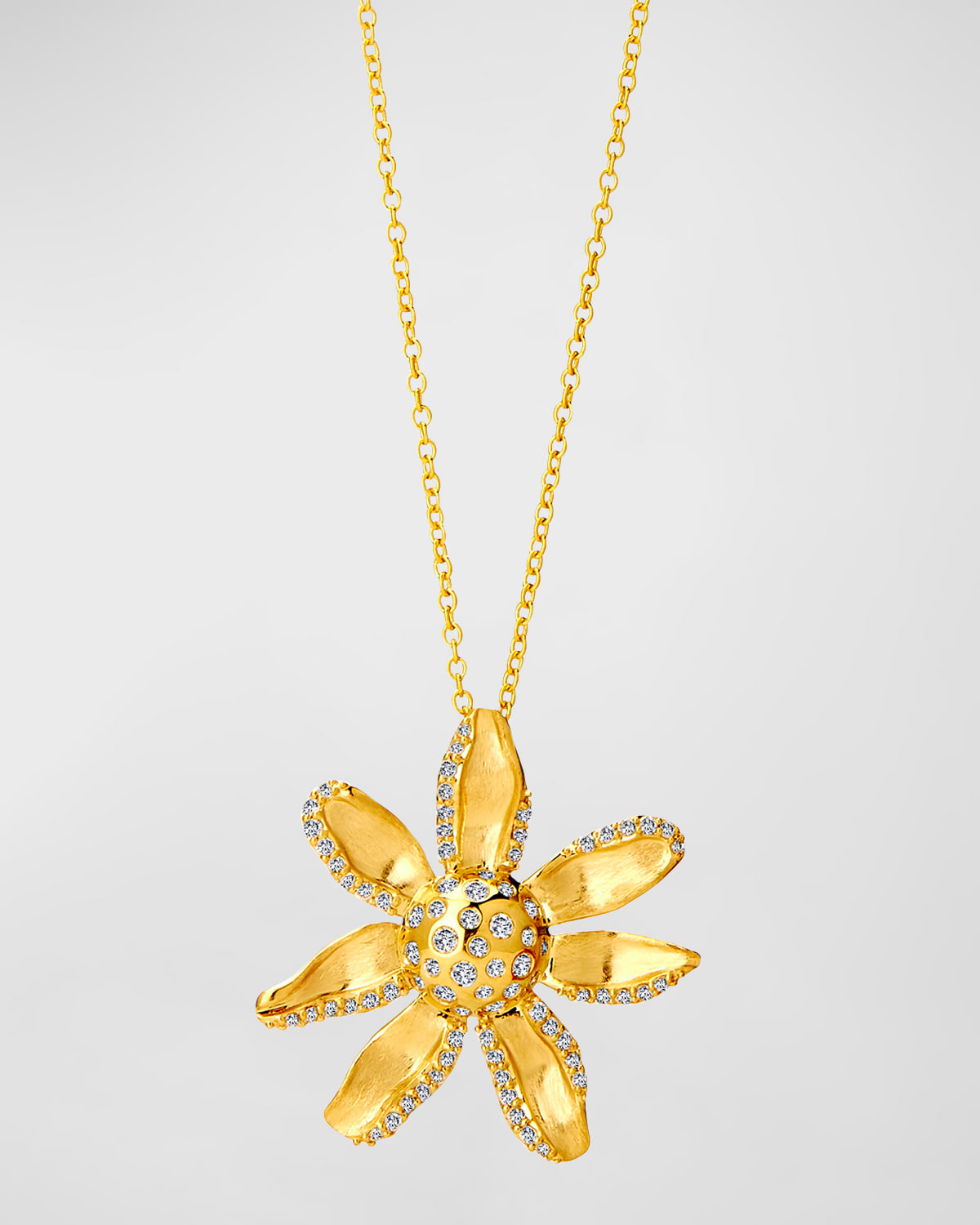 18K Yellow Gold Jardin Flower Necklace with Champagne Diamonds