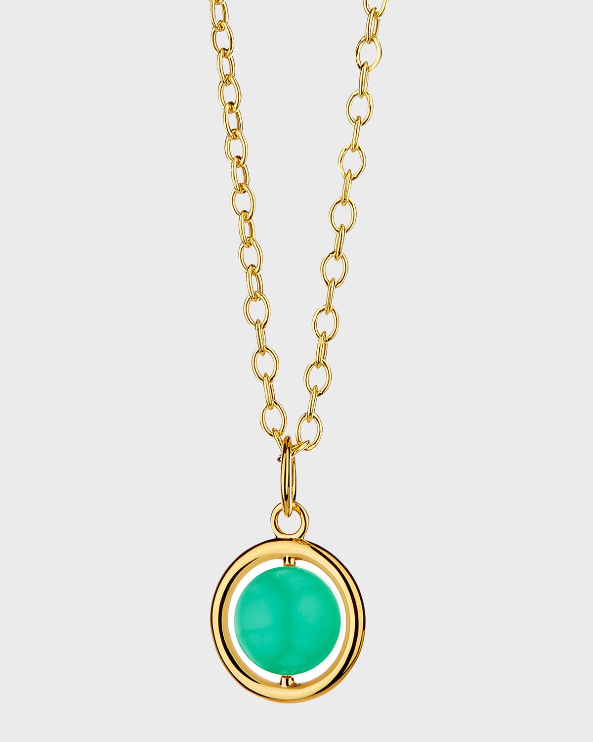 18K Yellow Gold Cosmic Swivel Pendant Necklace with Gemstone Bead