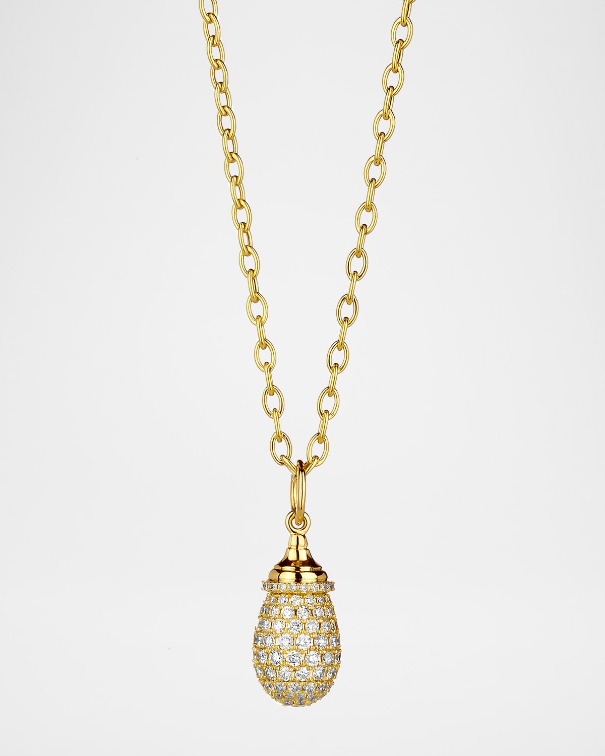 18K Yellow Gold Mini Diamond Pave Mogul Drop Necklace