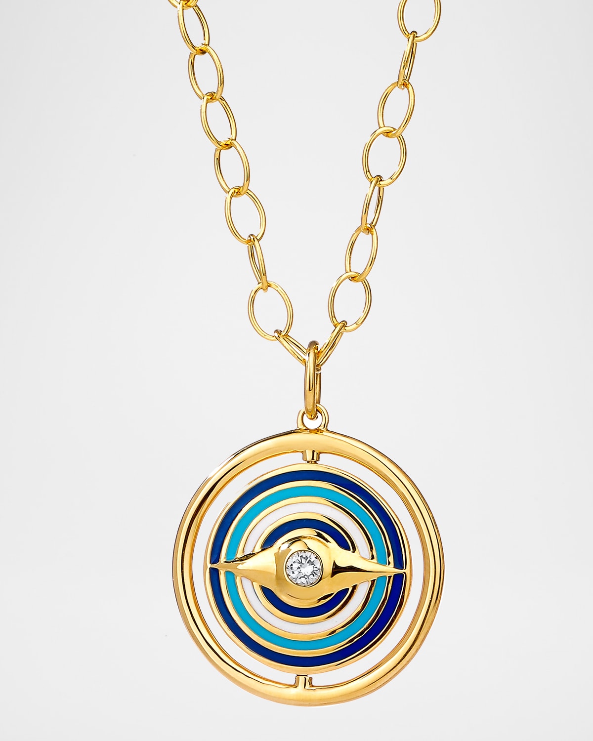18K Yellow Gold Evil Eye Swivel Necklace