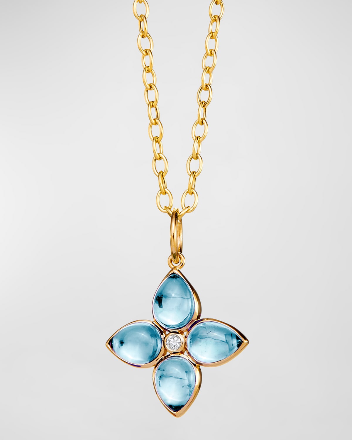 18k Yellow Gold Quartz & Diamond Pendant Necklace