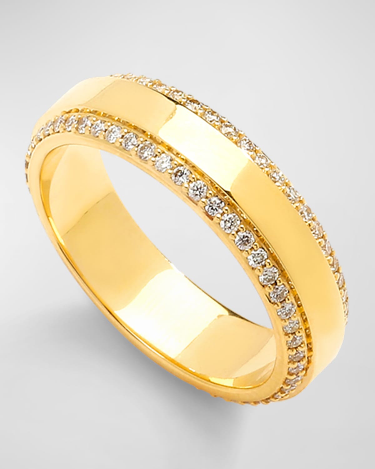 18K Yellow Gold Eternity Ring with Champagne Diamonds, Size 6.5