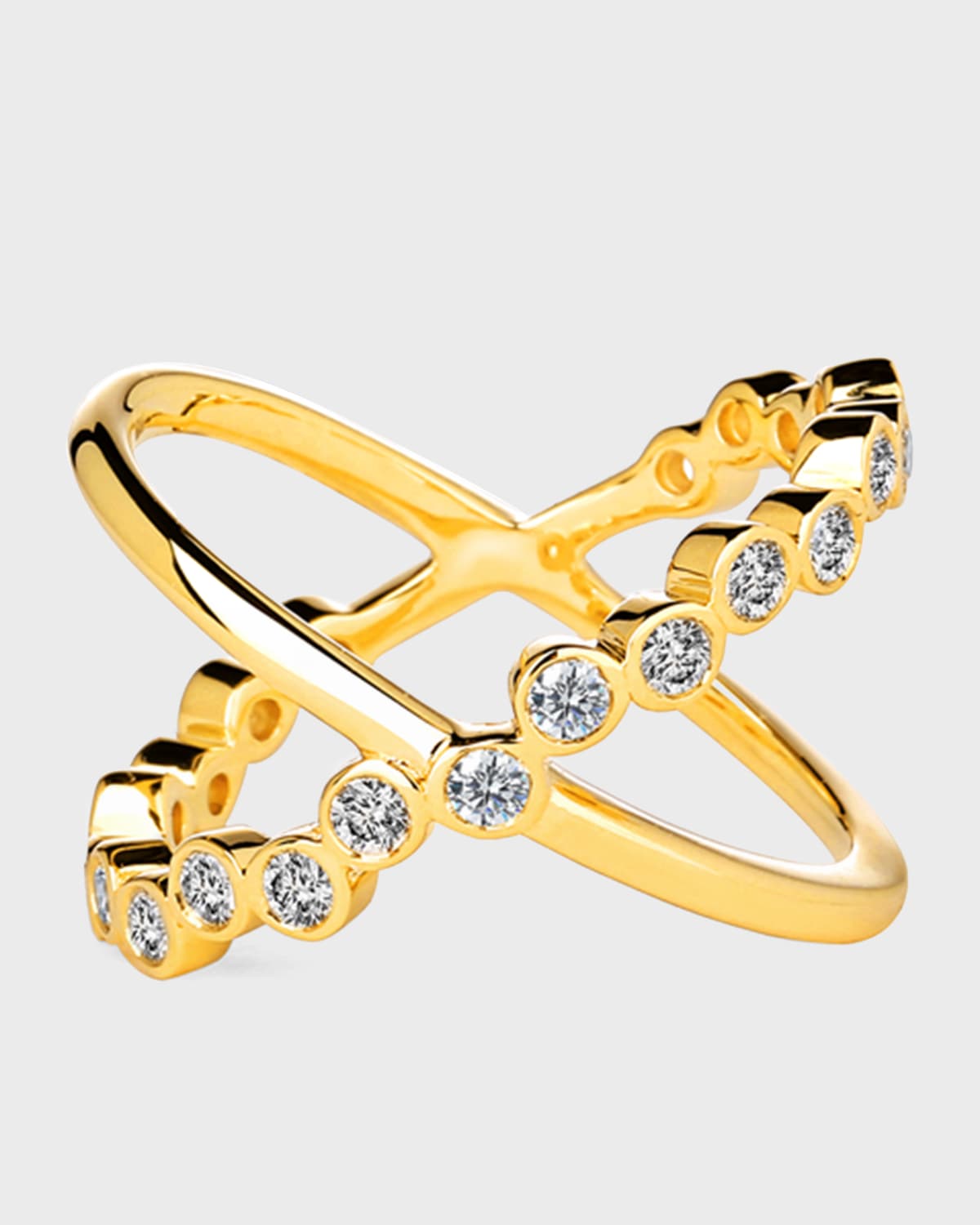 18K Diamond Bubbles Cross Ring, Size 6.5