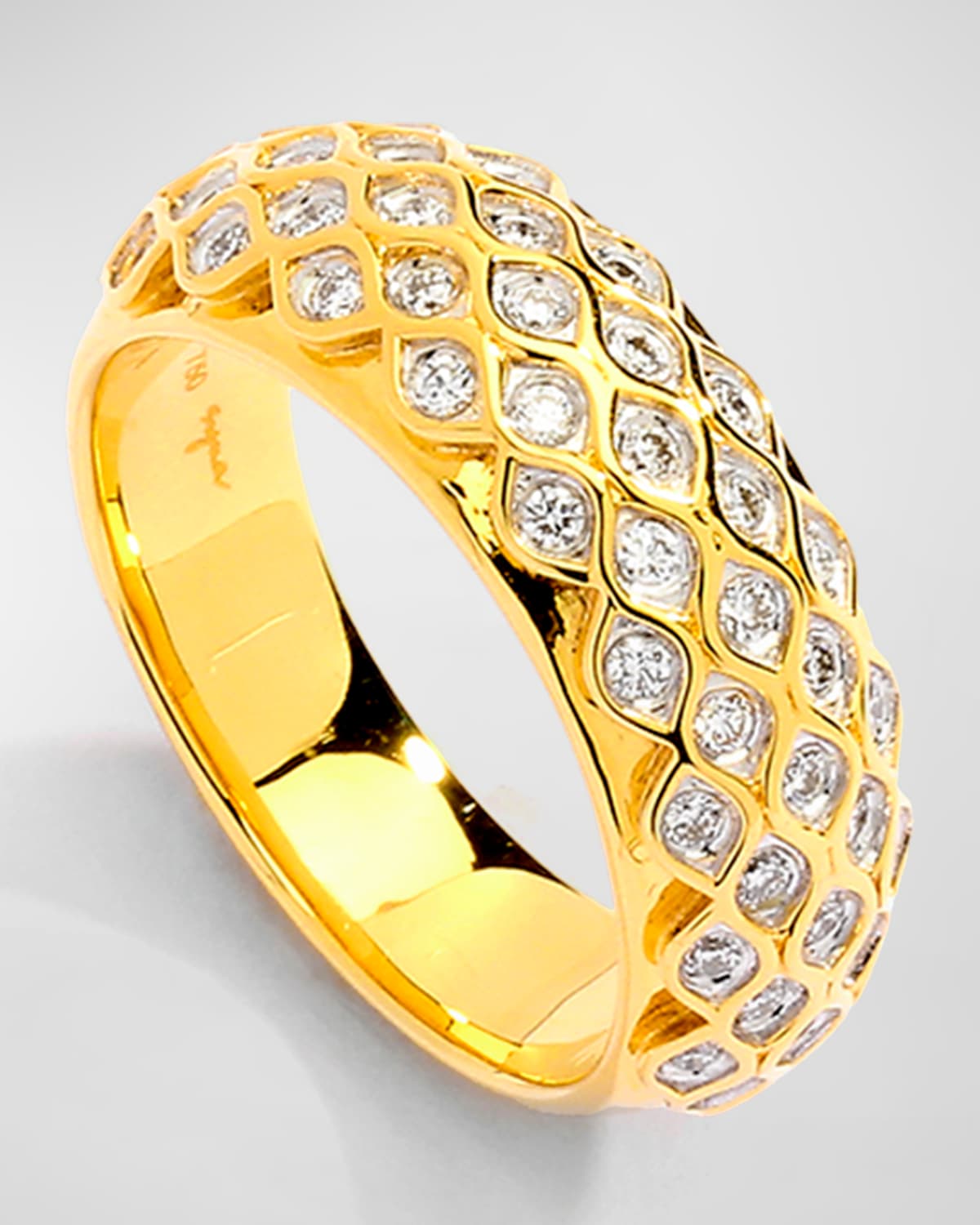 18K Yellow Gold Diamond Mogul Ring, Size 6.5