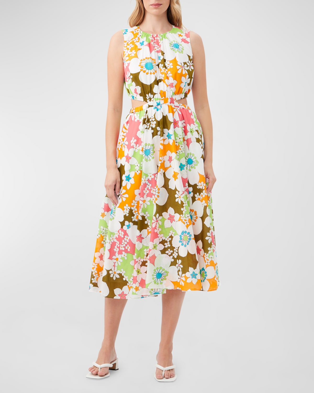 Artimo Cutout Floral-Print Midi Dress