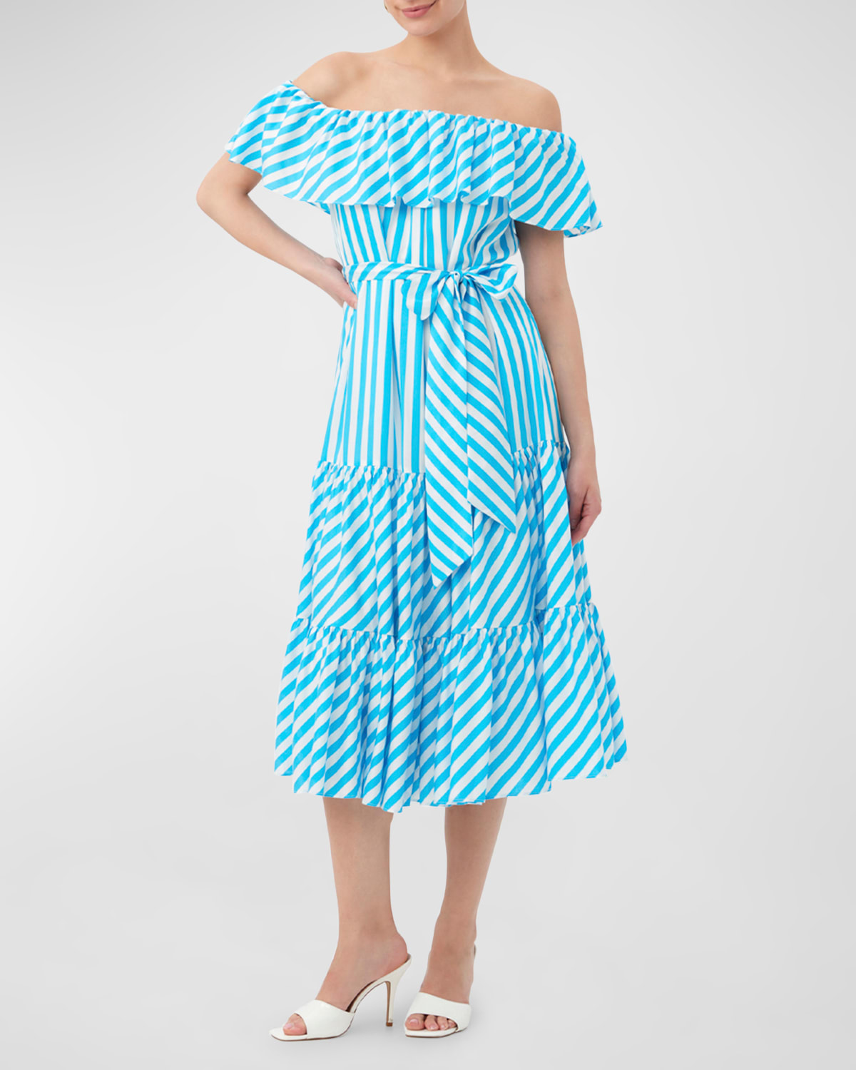 Salima 2 Striped Off-Shoulder Midi Dress