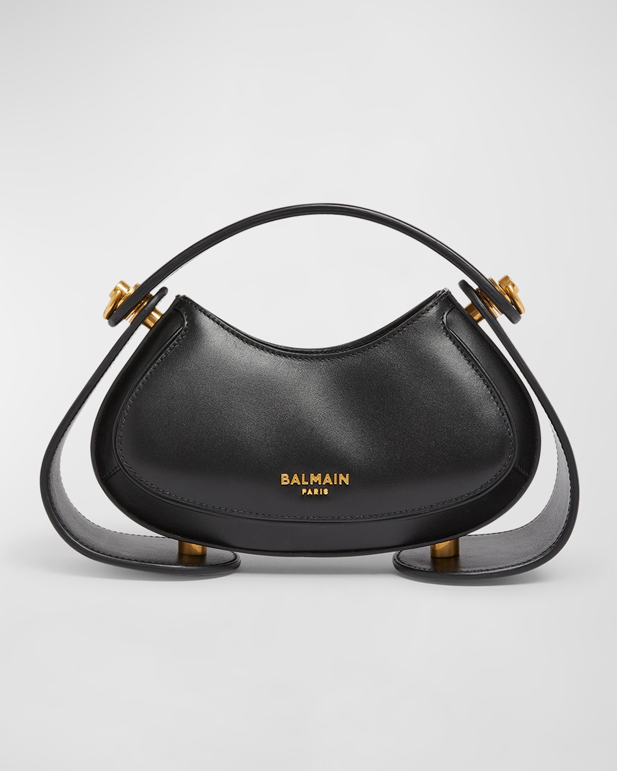 Shop Balmain Jolie Madame Small Top-handle Bag In Box Leather In Noir