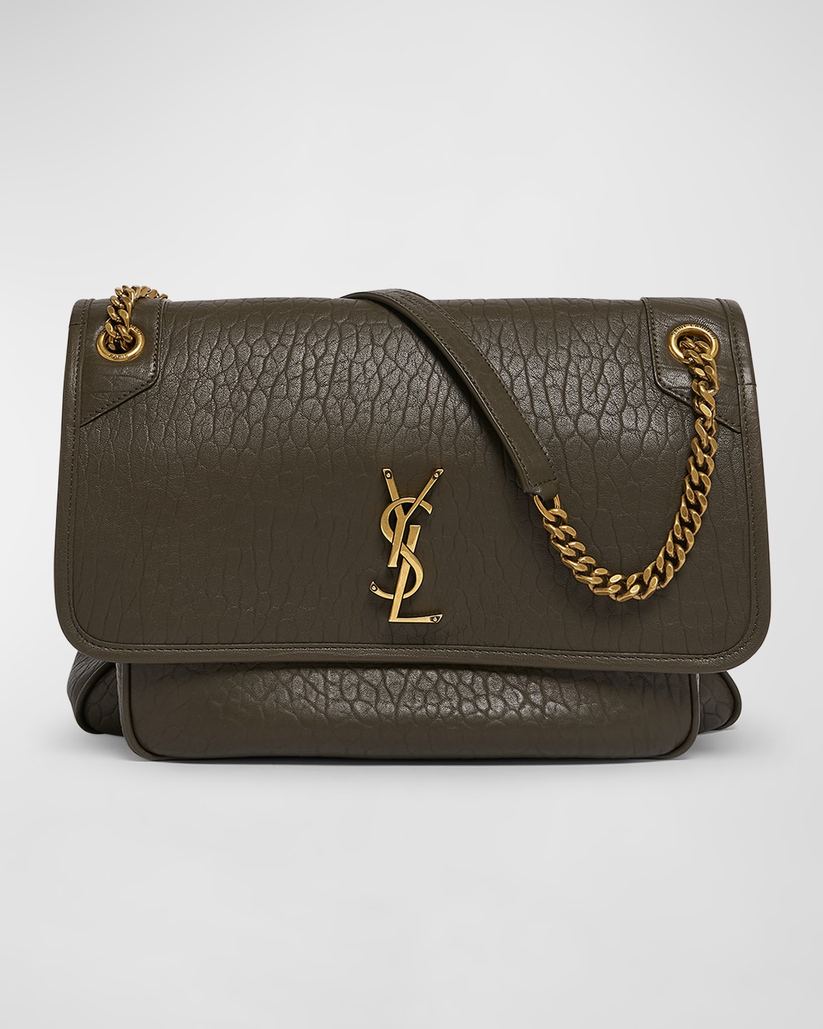 Saint Laurent Niki Large Ysl Crossbody Bag In Lambskin Leather In Light Musk
