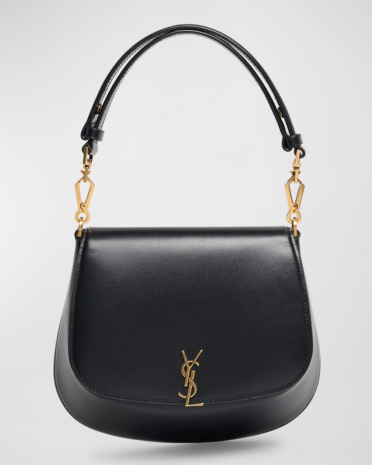 Saint Laurent Mini Ysl Top-handle Bag In Calfskin Leather In Nero