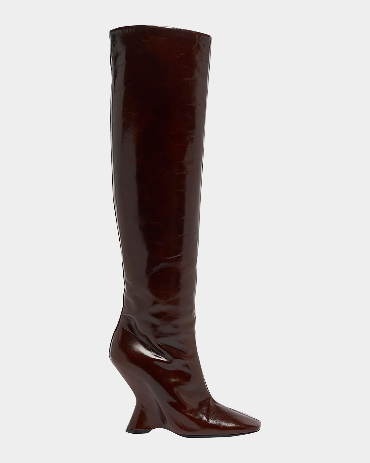 DRIES VAN NOTEN GLOVE LEATHER WEDGE KNEE BOOTS 