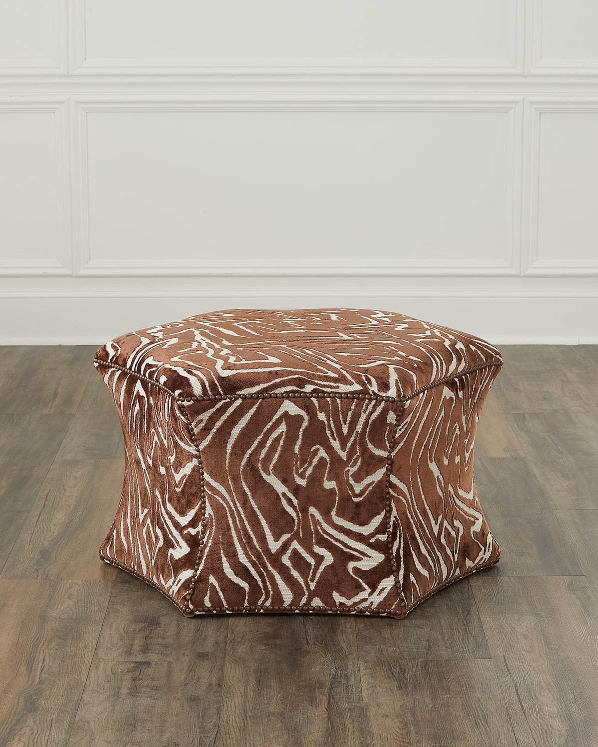Massoud Hauke Hex Ottoman In Brown