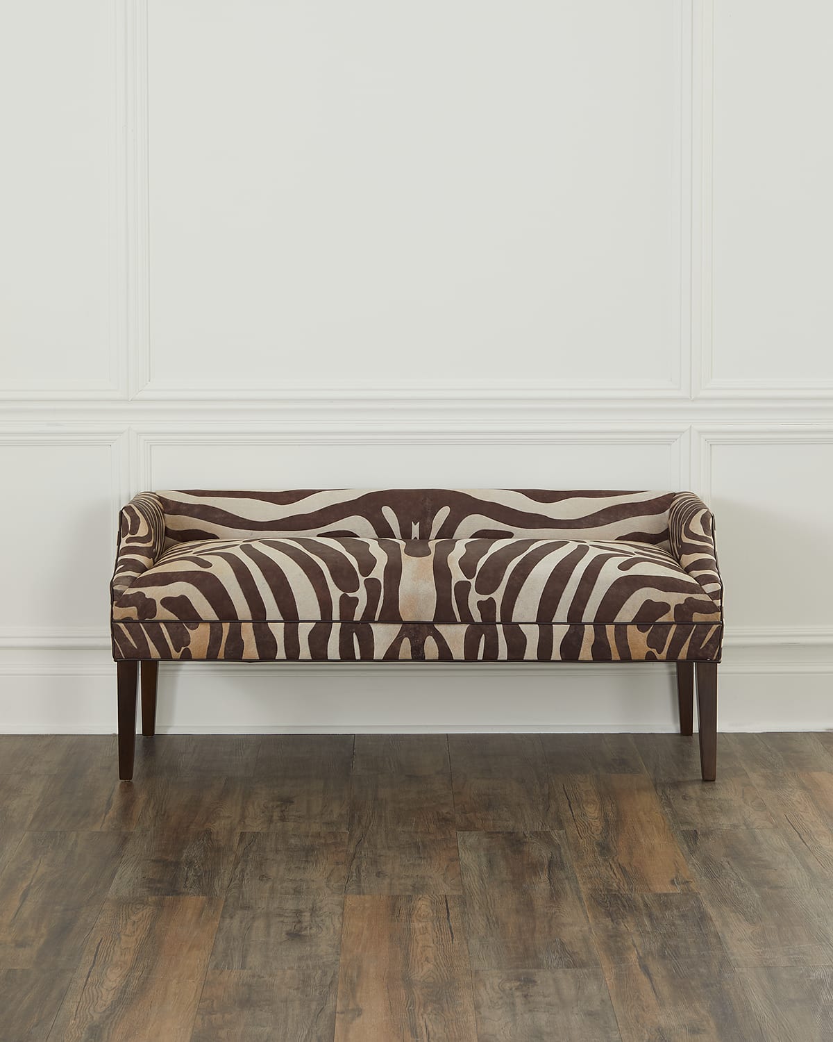 Massoud Somer Hair On Hide End-of-bed Bench, 70" In Brown Zebra