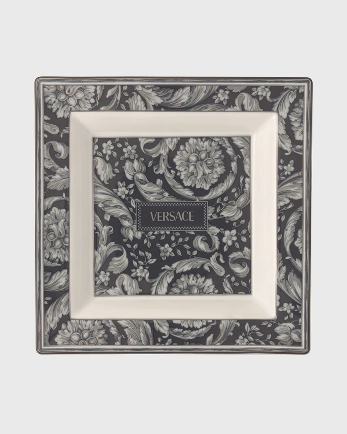 Versace Barocco Haze Tray, 8.5" Square In Grey
