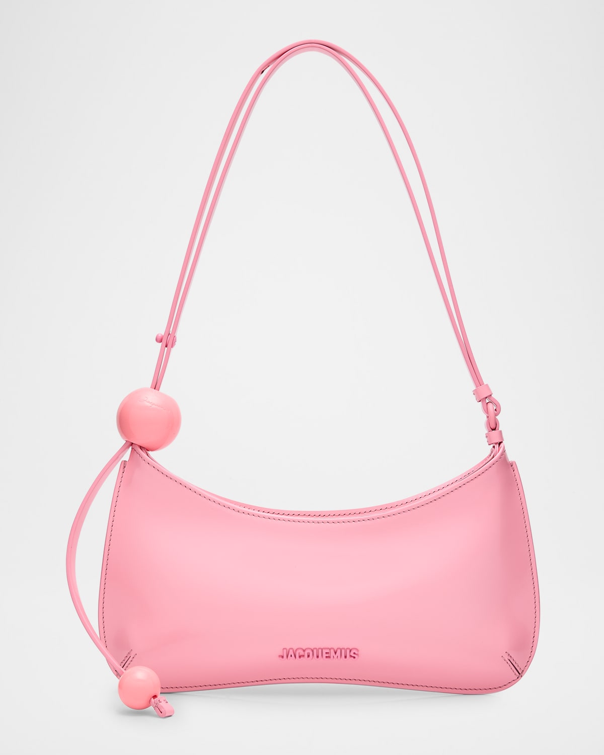 Jacquemus Le Bisou Perle Leather Shoulder Bag In Pink