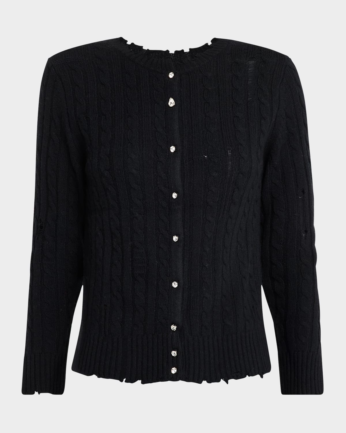 Shrunken Distressed Wool-Cashmere Cardigan