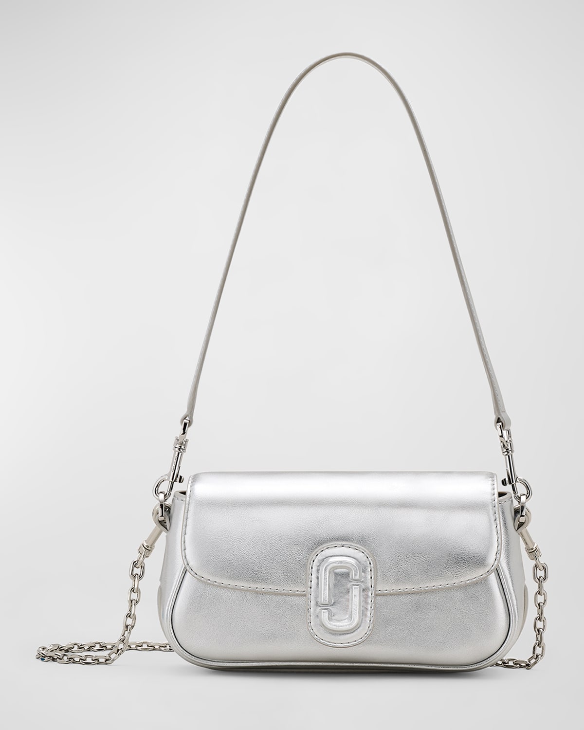 Marc Jacobs The Metallic Leather Clover Shoulder Bag In Silver