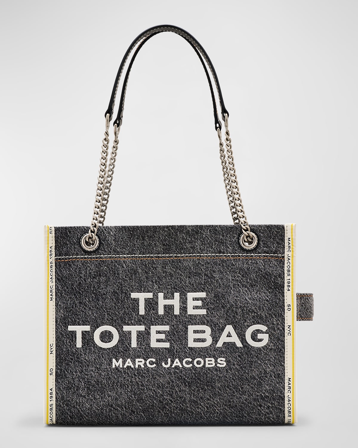 Marc Jacobs The Denim Chain Medium Tote Bag In Black