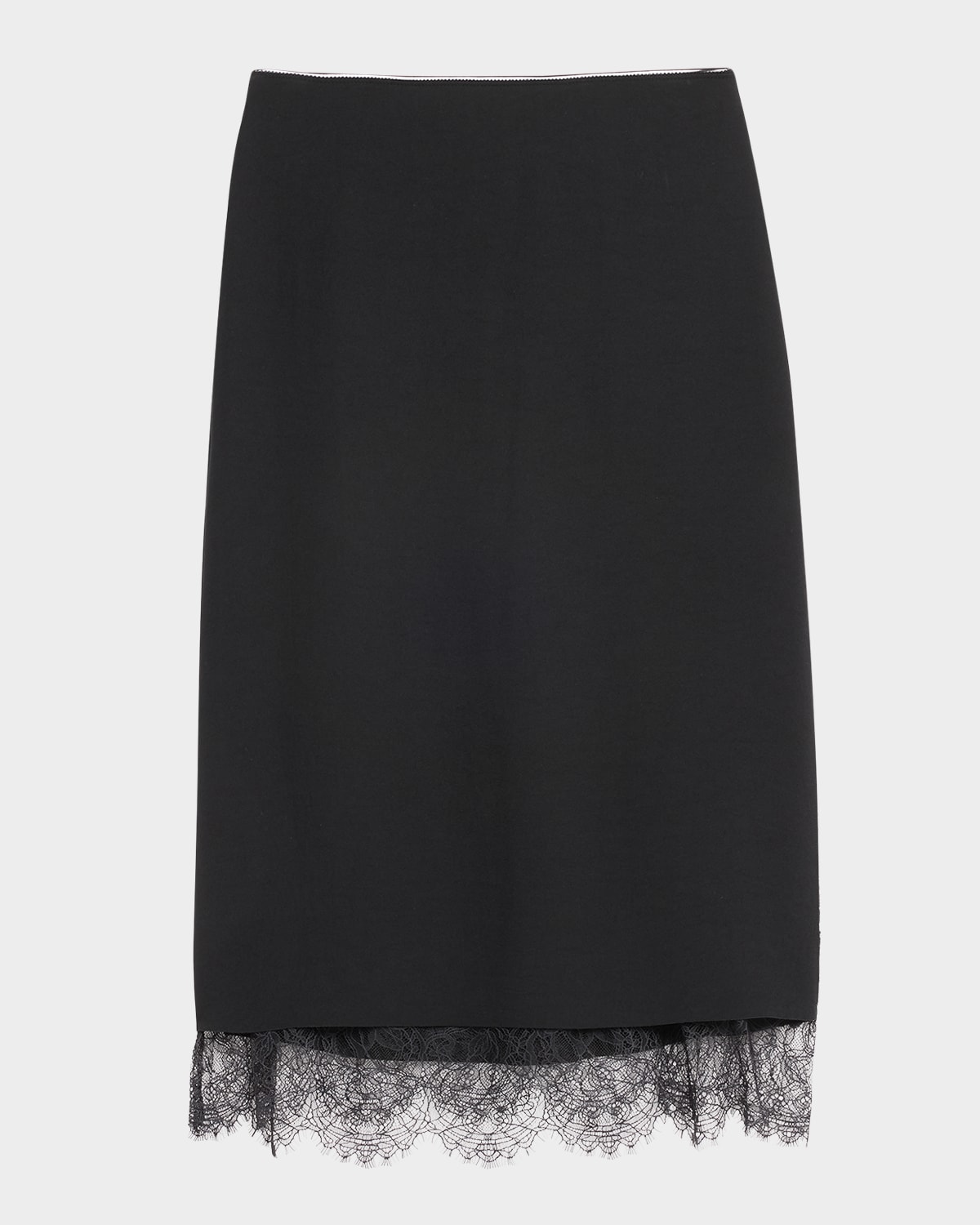 Shop Vince Lace Paneled Straight Midi Skirt In Black
