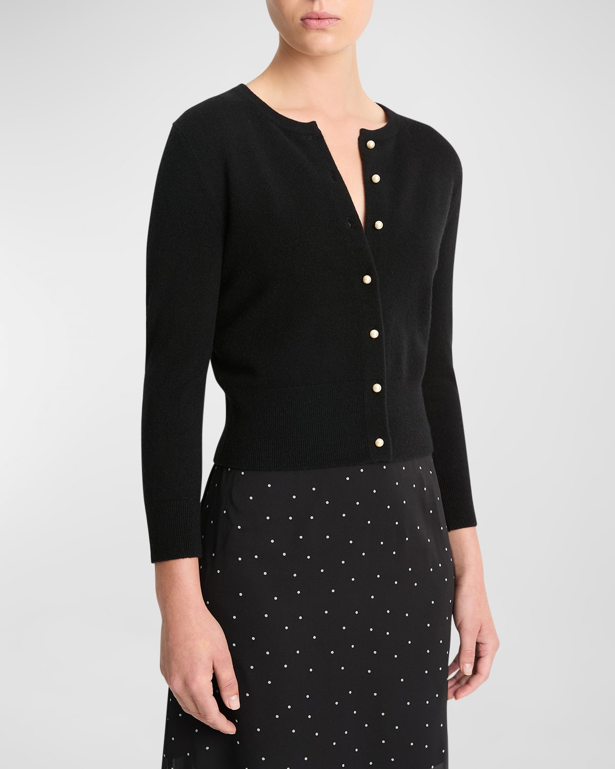 Wool and Cashmere Pearly Button Cardigan